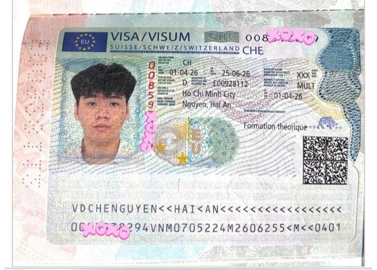Chúc mừng Nguyễn Hải An nhận visa du học Thụy Sĩ tại Học viện Hotel Institute Montreux (HIM)