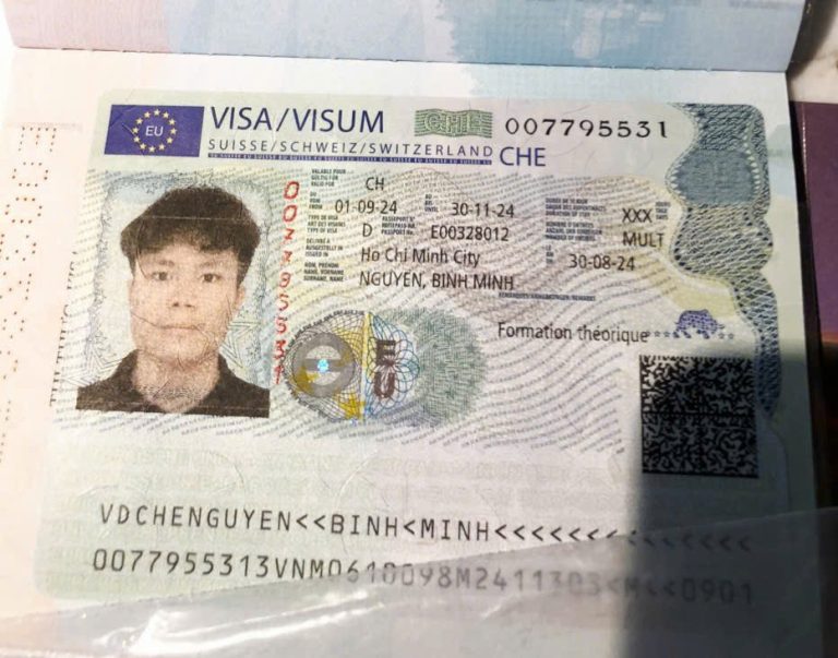Chúc mừng Nguyễn Bình Minh nhận visa du học Thụy Sĩ Trường Glion