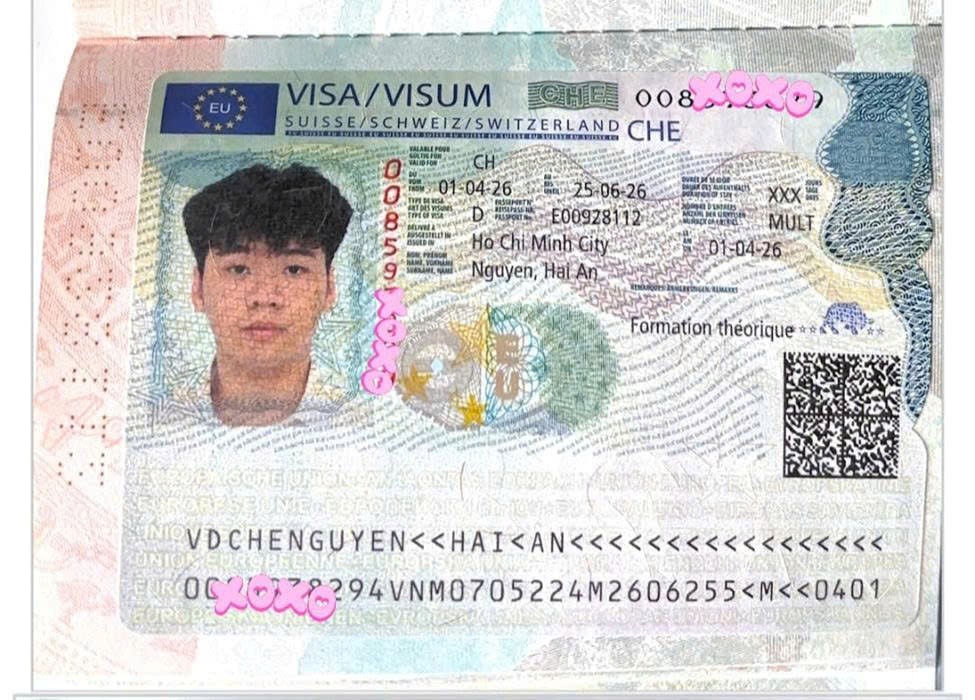 Chúc mừng Nguyễn Hải An nhận visa du học Thụy Sĩ tại Học viện Hotel Institute Montreux (HIM)